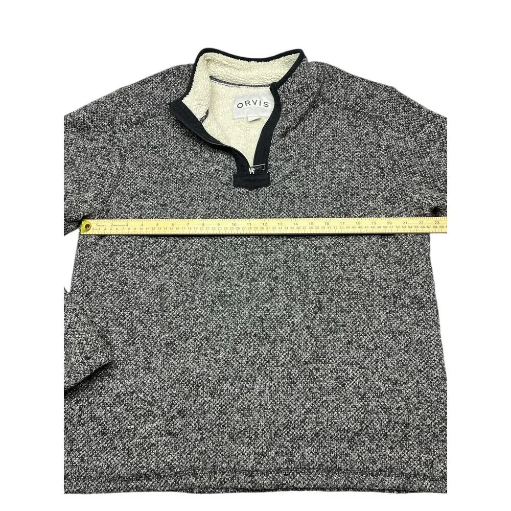 Orvis XL Gray Sherpa Fleece 1/4 Zip Pullover Outdoor Sweater Warm Soft